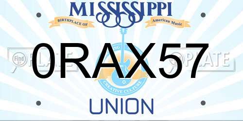 0RAX57 Mississippi License Plate