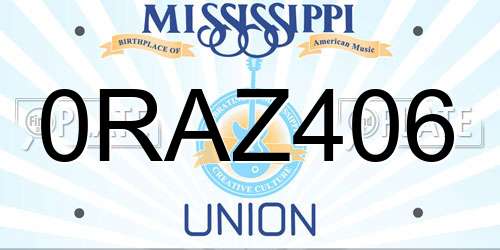 0RAZ406 Mississippi License Plate