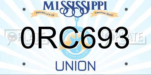 0RC693 Mississippi License Plate