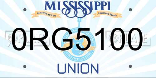 0RG5100 Mississippi License Plate