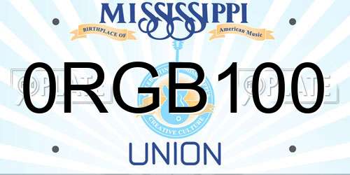 0RGB100 Mississippi License Plate