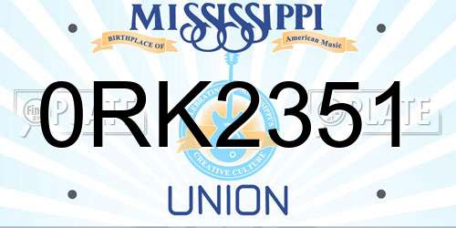 0RK2351 Mississippi License Plate