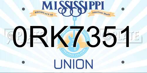 0RK7351 Mississippi License Plate
