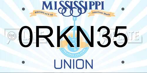0RKN35 Mississippi License Plate