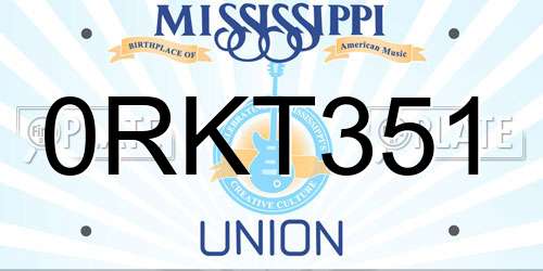 0RKT351 Mississippi License Plate