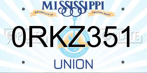 0RKZ351 Mississippi License Plate