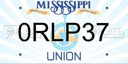 0RLP37 Mississippi License Plate