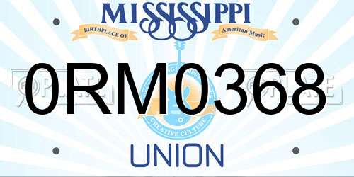 0RM0368 Mississippi License Plate