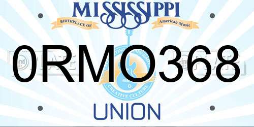 0RMO368 Mississippi License Plate
