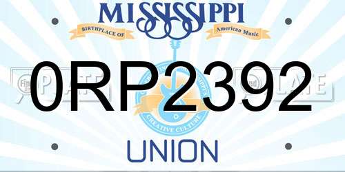 0RP2392 Mississippi License Plate