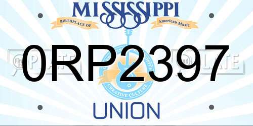 0RP2397 Mississippi License Plate