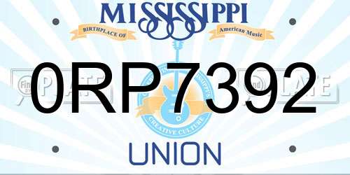 0RP7392 Mississippi License Plate