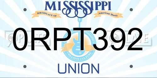 0RPT392 Mississippi License Plate