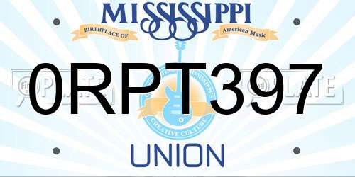 0RPT397 Mississippi License Plate