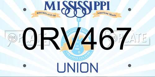 0RV467 Mississippi License Plate