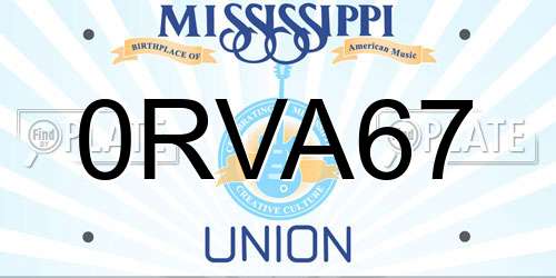 0RVA67 Mississippi License Plate