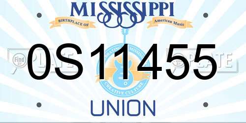 0S11455 Mississippi License Plate