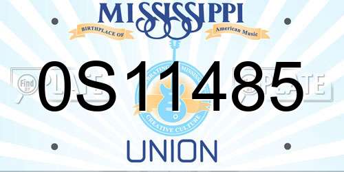 0S11485 Mississippi License Plate