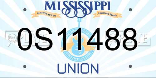 0S11488 Mississippi License Plate