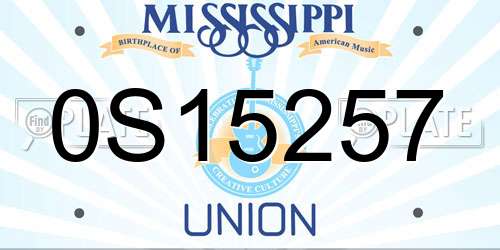 0S15257 Mississippi License Plate