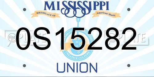 0S15282 Mississippi License Plate