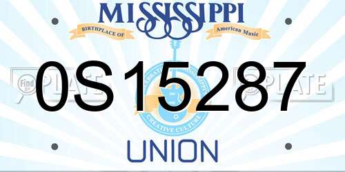 0S15287 Mississippi License Plate