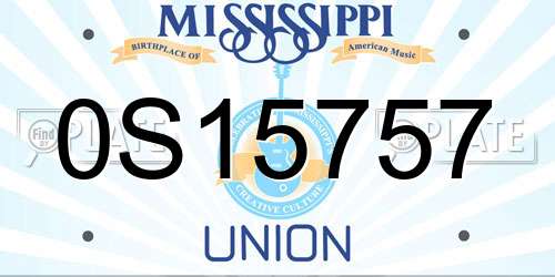 0S15757 Mississippi License Plate
