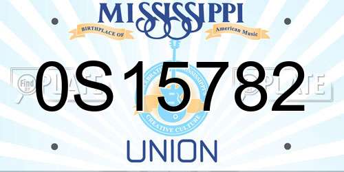 0S15782 Mississippi License Plate