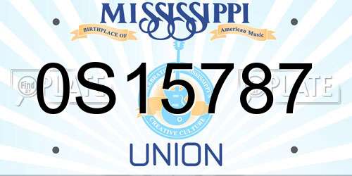 0S15787 Mississippi License Plate