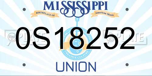 0S18252 Mississippi License Plate