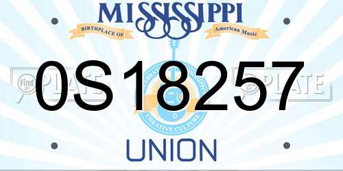 0S18257 Mississippi License Plate