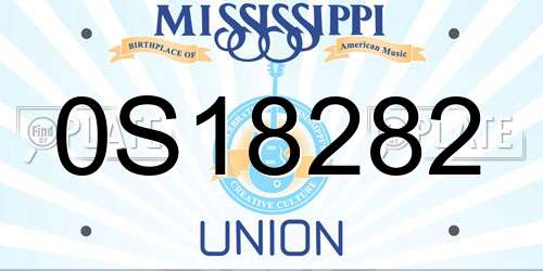0S18282 Mississippi License Plate