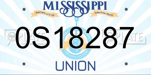 0S18287 Mississippi License Plate