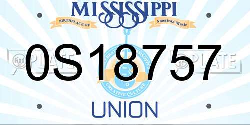 0S18757 Mississippi License Plate