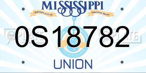 0S18782 Mississippi License Plate