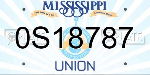 0S18787 Mississippi License Plate