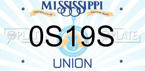 0S19S Mississippi License Plate