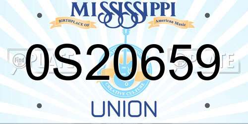 0S20659 Mississippi License Plate