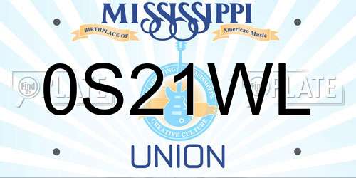 0S21WL Mississippi License Plate