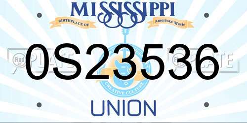 0S23536 Mississippi License Plate