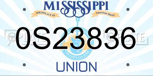 0S23836 Mississippi License Plate