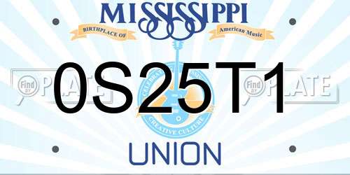 0S25T1 Mississippi License Plate