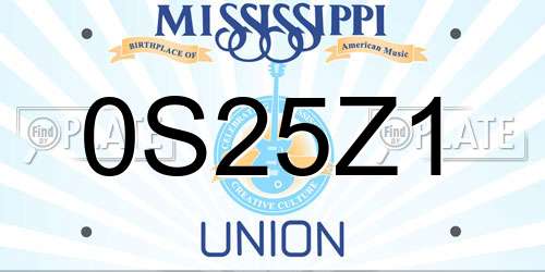 0S25Z1 Mississippi License Plate