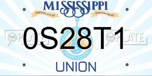 0S28T1 Mississippi License Plate