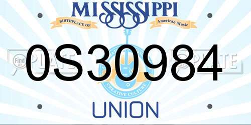0S30984 Mississippi License Plate