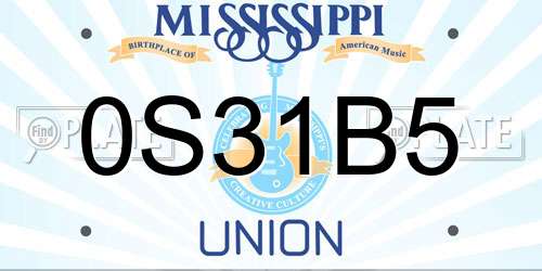 0S31B5 Mississippi License Plate