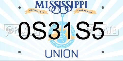 0S31S5 Mississippi License Plate