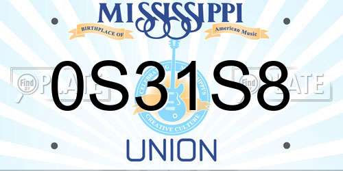 0S31S8 Mississippi License Plate