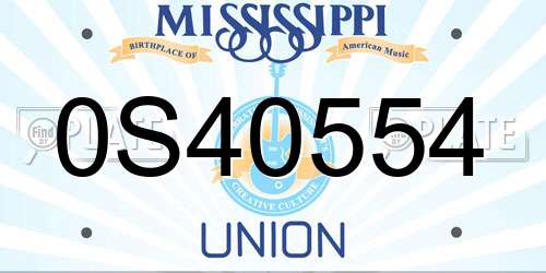 0S40554 Mississippi License Plate