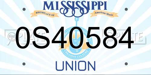 0S40584 Mississippi License Plate